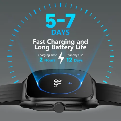 Vista 6 de SOUYIE Smart Watch with SOS, 1.85" AMOLED Display Fitness Tracker, Heart Rate Blood Oxygen Sleep Monitor for Men Women, IP68 Waterproof Sport Watch