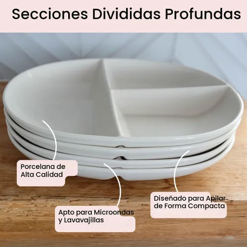 Vista 5 de Uba Placa de control de porciones (PORCELANA) para adultos para una dieta saludable