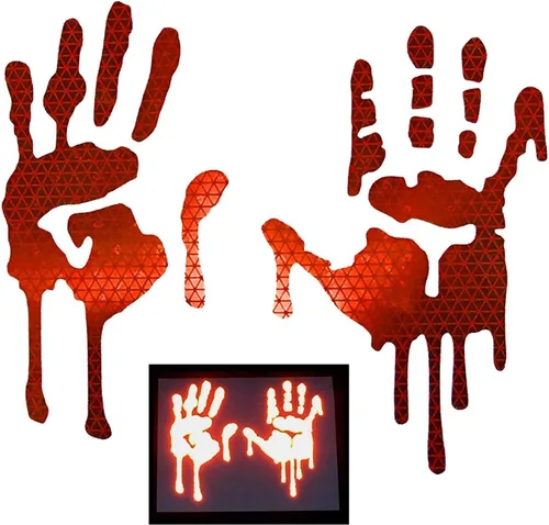 Vista 14 de CustomTAYLOR33 - Calcomanías reflectantes de alta intensidad con manos sangrientas/goteando sangre para cascos, parabrisas, ventanas traseras