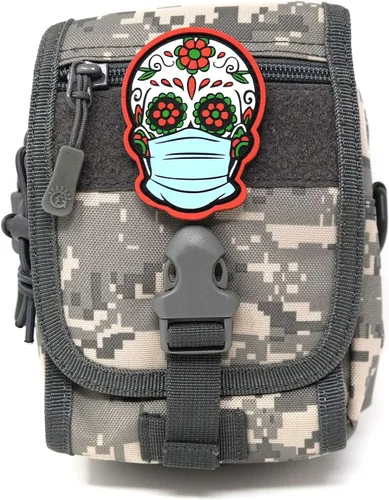 Vista 4 de Parche táctico de calavera con máscara facial Dia de Los Muertos Parche de moral de Halloween