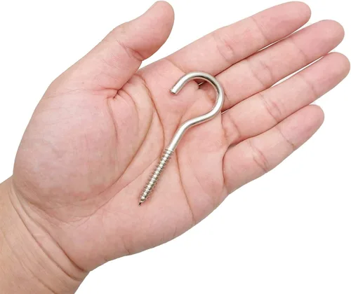 Vista 3 de Axe Sickle Gancho de tornillo grande resistente de 3 pulgadas Gancho de techo Gancho de taza de plata 20 piezas