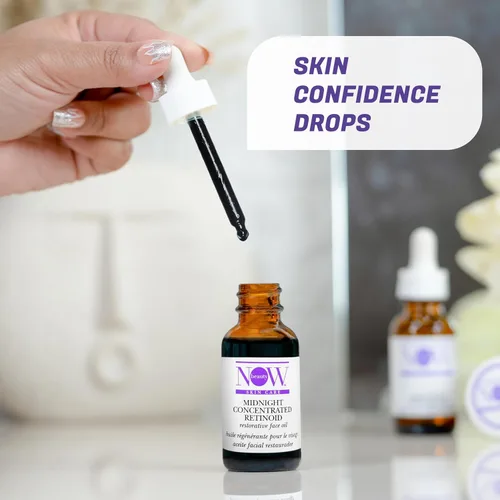 Vista 6 de NOW Beauty Aceite facial restaurador retinoide concentrado de medianoche - Aceite facial antienvejecimiento - Cuidado de la piel durante la noche
