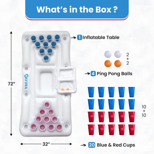 Vista 3 de NAYUNA Flotante con enfriador y 20 tazas de fiesta, mesa de billar inflable, fiesta de verano, juegos de piscina, accesorios para adultos, flotador