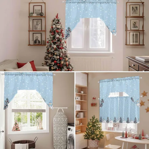 Vista 7 de Muñeco de nieve de Navidad, cenefa de cocina, cenefa con bolsillo para barra, paneles de cortina para dormitorio, sala de estar, baño, cafetería
