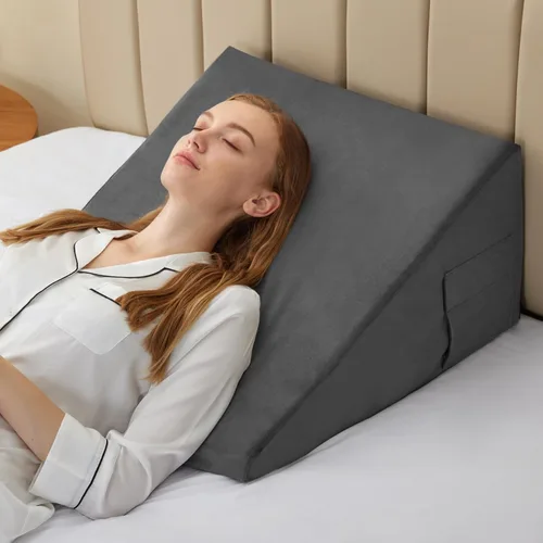 Vista 12 de Bedluxe - Almohada en forma de cuña, almohada de cuña de cama de 8 pulgadas, almohada elevada para el cuerpo para el apoyo de la espalda, reflujo