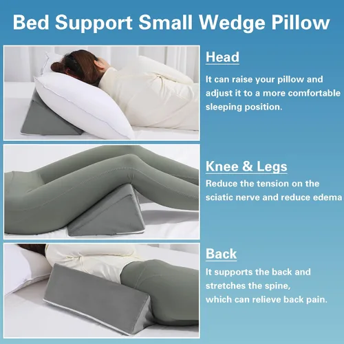 Vista 6 de BALAPET Almohada de cuña pequeña para dormir de lado, almohada de espuma premium para dormir de lado, almohada de cuña triangular para elevación