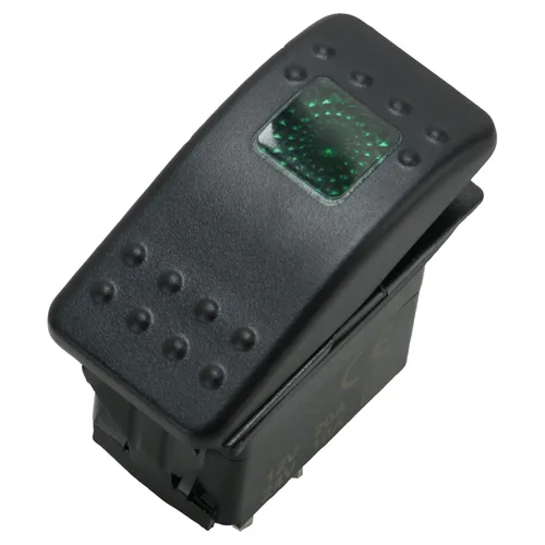 Vista 3 de Amarine Made 12v 20 Amp Impermeable LED On/Off Boat Marine SPST 3P Interruptor basculante con luz (verde)