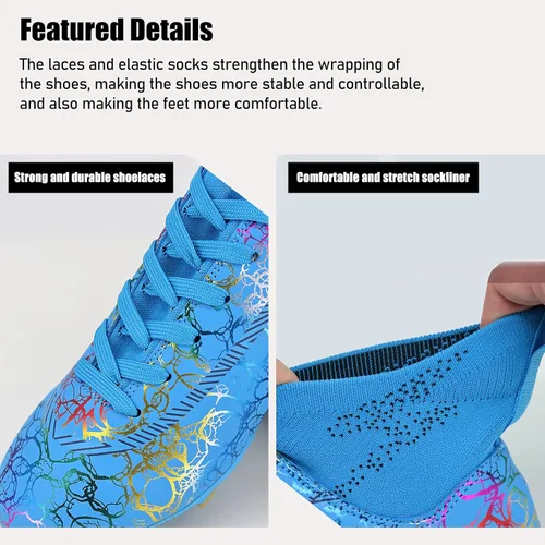 Vista 4 de Juzecx Tacos de fútbol para hombre y mujer, zapatos de fútbol de alta calidad, botas de fútbol para niños grandes, tenis de entrenamiento
