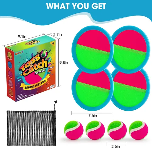Vista 8 de Ayeboovi Juego de pelotas para lanzar y atrapar, juguetes al aire libre, juegos de patio, juegos al aire libre, juguetes de playa para niños, juego