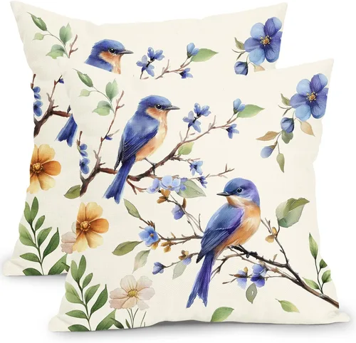 Vista 26 de Juego de 2 fundas de almohada de hojas de plantas tropicales de 20 x 20 pulgadas, juego de 2 fundas de almohada cuadradas de lino de algodón y hojas