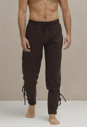Vista 5 de Parlsdy Disfraz renacentista para hombre, pantalones vikingos, color marrón, mezcla moderna histórica, pantalones cargo talla XS, S, M, L, XL, 2XL