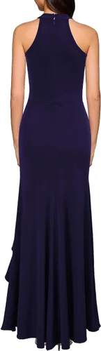 Vista 2 de WOOSEA - Vestido largo de cóctel con cuello alto, abertura y ajuste entallado estilo sirena, para mujer