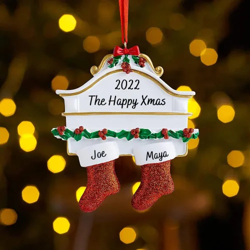 Vista 4 de JewelOra Adornos de Navidad, personalizados de 2 a 6 miembros de la familia, adorno personalizado para árbol de Navidad, decoraciones de vacaciones