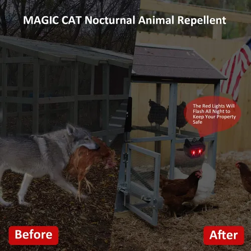 Vista 5 de MAGIC CAT - Repelente solar de animales, depredador de animales salvajes, ojos rojos, luces LED parpadeantes, repelente de animales nocturnos
