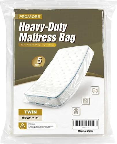 Vista 10 de Bolsa de colchón de plástico para mudanza o almacenamiento, tamaño individual, 1.5 mil Twin/Twin XL Size,Mattress Protector Covers,Moving
