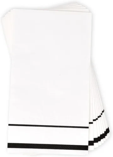 Vista 5 de Gift Boutique Paquete de 100 Servilletas de Invitados Forradas con Ribete Negro de Papel Desechable Elegante Servilleta de Mano para Cena Baño Boda