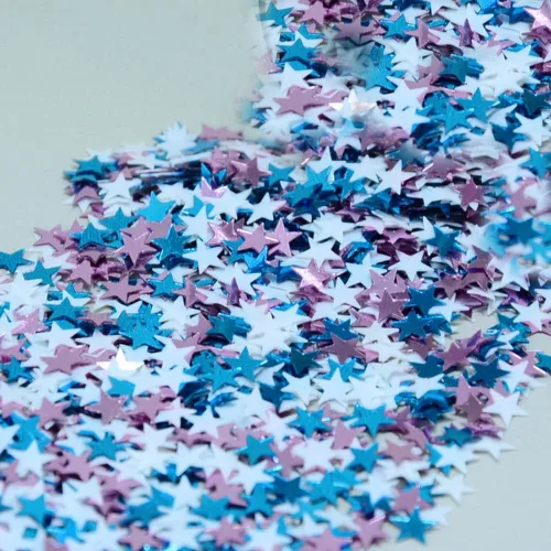 Vista 7 de Confetti Star 1/4" Rojo, Blanco, Azul - Media libra (8 oz) #8516 Q08 Liberty Mix