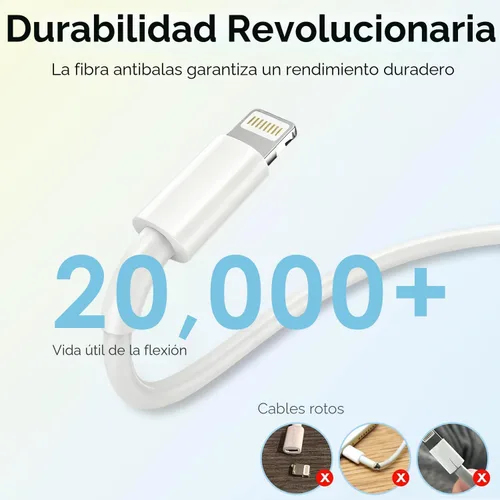 Vista 3 de Cable original de Apple [certificado MFi de Apple] Cable Lightning a USB compatible con iPhone 13/12/11 Pro Max/XS MAX/XR/XS/X/8/7/Plus/6S iPad