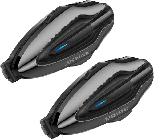 Vista 10 de JESIMAIK Auriculares Bluetooth para casco de motocicleta, sistema de comunicación de casco de malla para 10 jinetes, soporte magnético antirrobo