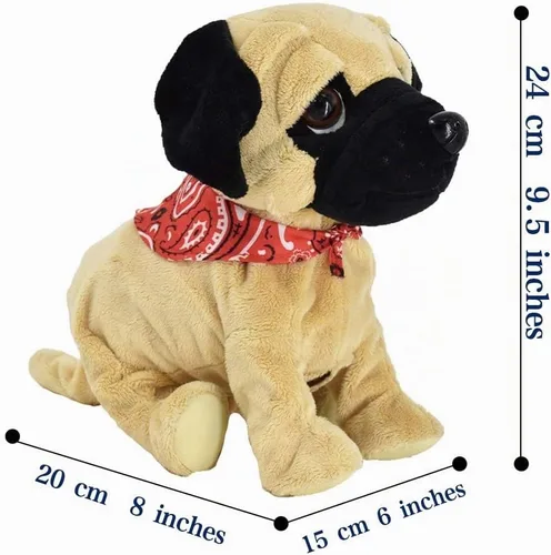Vista 3 de WEofferwhatYOUwant Pug Daddy - Juguete interactivo de peluche robot para perros pequeños - Activado por tacto y sonido, 8 trucos realistas - Ladrar