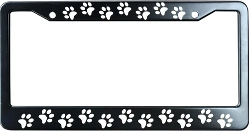 Vista 7 de Adopt A Shelter Pet Paws - Marco de matrícula negro mate para hombres y mujeres, marco de placa de automóvil de acero inoxidable resistente con 2