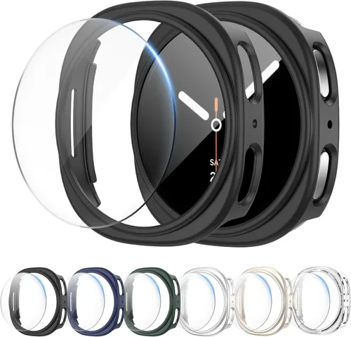 Vista 7 de Paquete de 6+6 para Samsung Galaxy Watch 7 Protector de Pantalla de 40mm, Funda de Parachoques de PC Duro con Película de Vidrio Templado Anti-Vaho