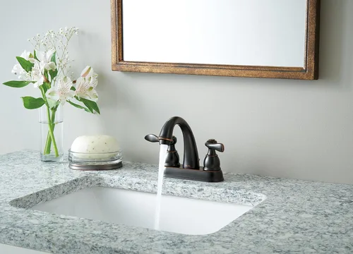Vista 2 de Llave monocontrol Delta Windemere B2596 para pileta de baño con llave doble, B2596LF-OB