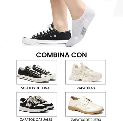 Vista 6 de Toes Home - Calcetines invisibles para mujer, acolchados, de corte bajo, deportivos, forro oculto para tenis, tobillo, invisibles, para correr, 4/6