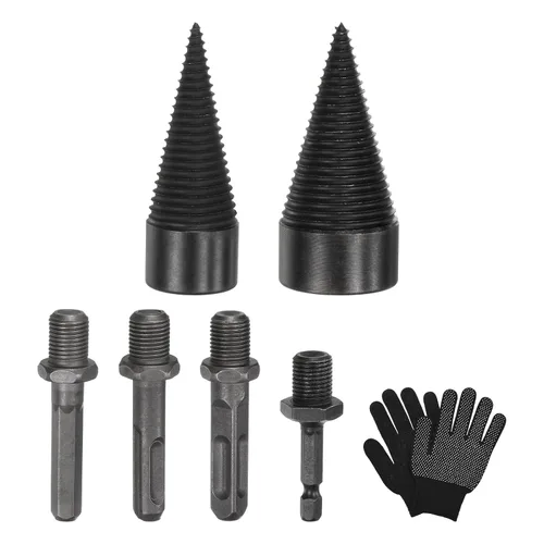 Vista 15 de M METERXITY Paquete de 1 broca divisora de madera de 1.260 in + 4 asas (cuadrada+redonda+vástago hexagonal+hexagonal pequeño) broca divisor de leña