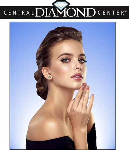 Vista 3 de Aretes redondos de plata de ley de 0.256in, circonita pura brillante y piedras preciosas simuladas, Oro rosa Plata de ley Gema Piedra Diamante