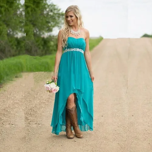 Vista 4 de Vestidos de dama de honor sin tirantes para mujer, con escote corazón, vestidos de fiesta de boda