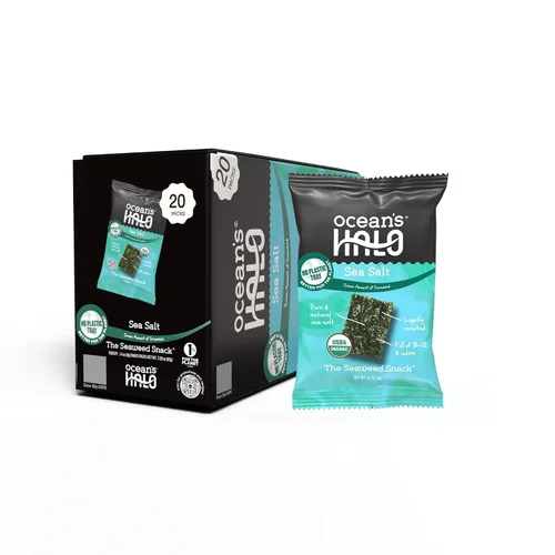 Vista 13 de Ocean's Halo Snacks de algas orgánicas – Cebolla Maui, sin bandeja, veganos, crujientes salados, paquete de 20 (0.14 onzas cada uno)
