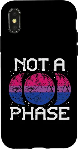 Vista 4 de Funda de regalo LGBTQ para iPhone 14 Not A Phase Bisexual Pride Moon Funny Bi Flag Pun