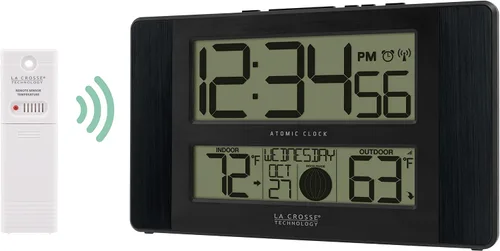 Vista 2 de La Crosse Technology Reloj digital de pared/mesa atómico, 11.1 x 6.5 pulgadas (513-1417BS)
