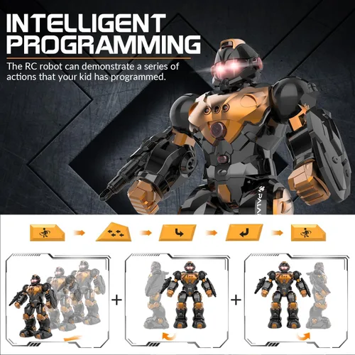 Vista 4 de STEMTRON Juguetes Robot para Niños, Robot de Control Remoto Programable con Detección Inteligente de Gestos, Recarga, Modo de Canto y Baile, Marrón