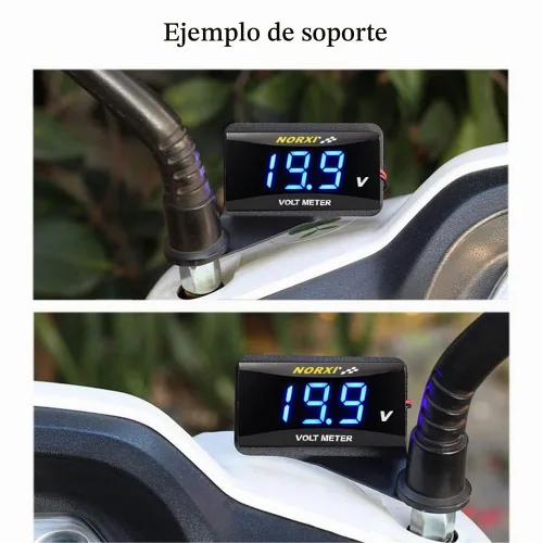Vista 3 de Voltímetro digital para motocicleta, medidor de voltaje CC de 12 V, medidor de voltaje impermeable para automóvil y motocicleta con función de Rojo