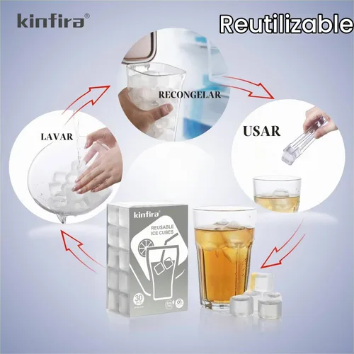 Vista 6 de Cubos de hielo reutilizables para bebidas, cubos de hielo de plástico de alta calidad para refrescar bebidas sin diluir, bastante buenos