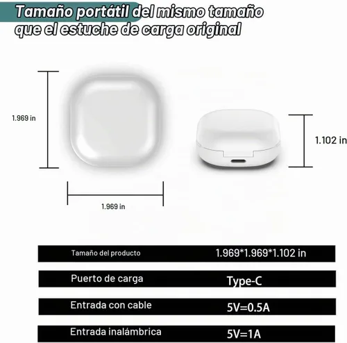 Vista 4 de Kissmart Funda de carga para auriculares Galaxy Buds Live SM-R180 (blanco)