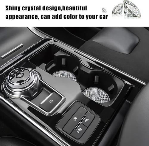 Vista 3 de Ziciner 2 unidades de posavasos de auto con brillantes, 2.73 pulgadas, antideslizantes, inserto para tazas, tapete de copa de auto con cristales
