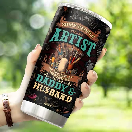 Vista 3 de Regalos de artista para hombres, vasos personalizados de acero inoxidable de 20 onzas, 30 onzas, taza de viaje para café, taza de viaje, regalo