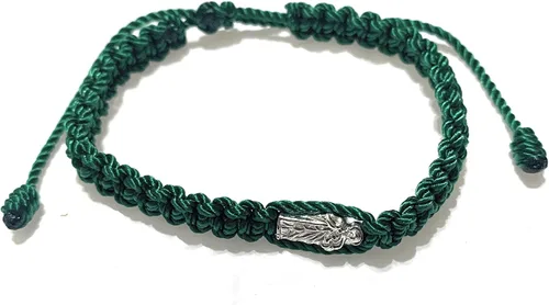 Vista 2 de Pulsera de hilo de San Judas Thaddeus verde Roja de hilo de San Judas Tadeo Cuentas de cristal No