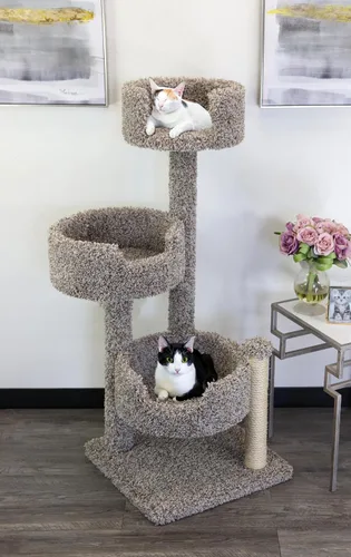 Vista 9 de New Cat Condos Árbol para gatos de madera real y alfombrado
