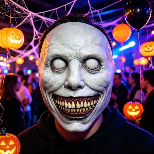 Vista 2 de Máscara de Halloween aterradora, máscara de terror de látex