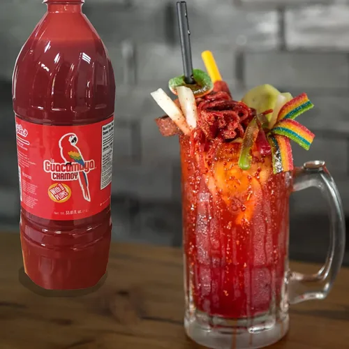 Vista 3 de La Guacamaya Chamoy (33.81 fl oz) - Caramelo de Chamoy - Dip de Chamoy - Salsa de Chamoy para frutas - Pasta de Chamoy - Pasta de borde de Chamoy