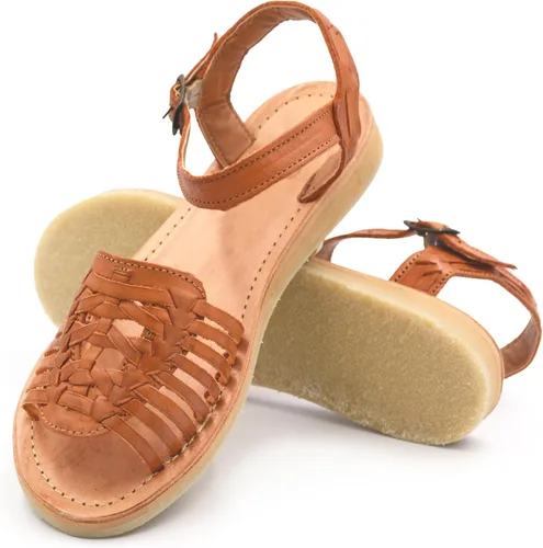 Vista 4 de Sandalias Mexicanas de Piel Geniune con Correa de Tobillo para Mujer - Modelo 1031