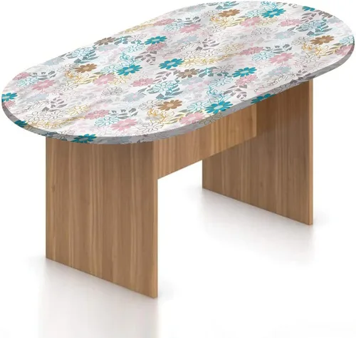 Vista 8 de Mantel ovalado ajustable para mesa de patio, de poliéster elástico floral, bonito mantel con estampado romántico retro de flores de primavera, se