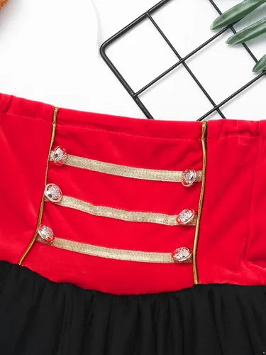 Vista 3 de Vestido sin mangas de tutú de malla para niños y niñas, diseño de cascanueces