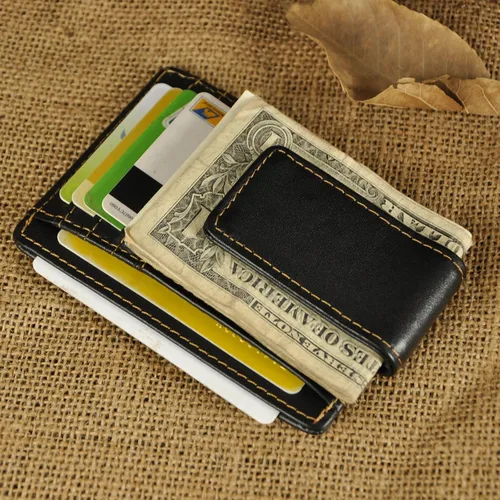 Vista 7 de Billetera de doble cara de cuero para hombre, moderna, pequeña, delgada, perfecta para tarjetas, monedas, etc. Billetera delgada y resistente