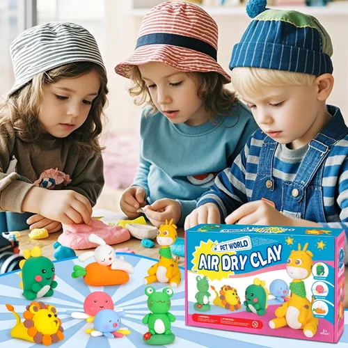 Vista 8 de ifergoo Arcilla seca al aire para niños, kit de arcilla para modelar animales, 6 diseños de animales con herramientas de escultura y tutoriales, Kit