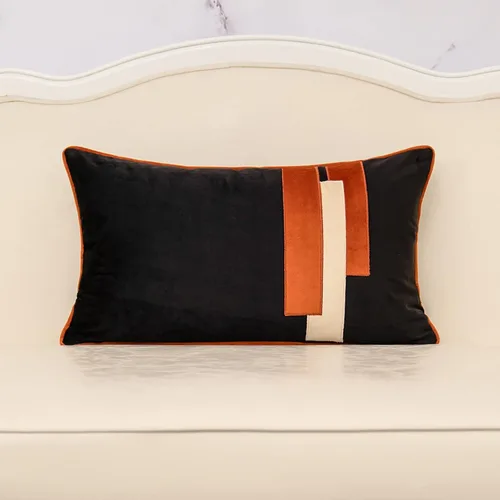 Vista 15 de Yangest Funda de Almohada Decorativa de Terciopelo Negro con Rayas Patchwork, Funda de Cojín Moderna de 18x18 Pulgadas para Sofá, Sillón